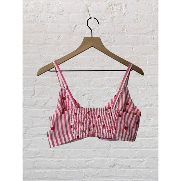 Old Navy NWT Women’s Sz Large Strawberry Stripped Smoked Back Bralette Top - Picture 3 of 6